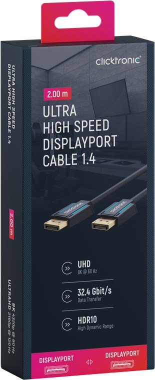 DisplayPort-Kabel - Kabellänge 2 m - Premium-Kabel|1x DisplayPort-Stecker 1x DisplayPort-Stecker|2,0 m|UHD 8K @ 60 Hz DisplayPort-Kabel - Kabellänge 2 m - Premium-Kabel|1x DisplayPort-Stecker 1x DisplayPort-Stecker|2,0 m|UHD 8K @ 60 Hz