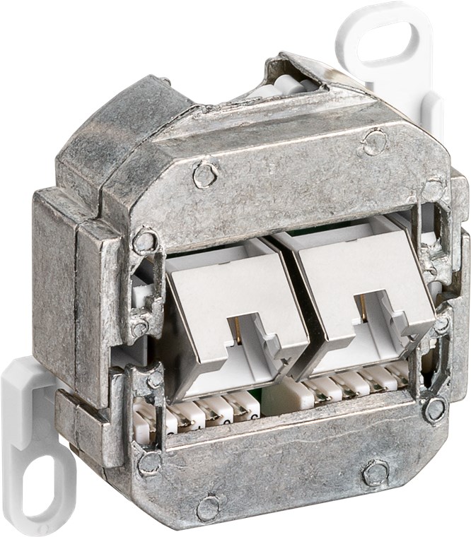 CAT 5e Aufputzdose (AP) - Farbversion Weiß - 2x RJ45-Anschlüsse, geschirmt, Klemmleiste für werkzeugfreie LSA-Montage CAT 5e Aufputzdose (AP) - Farbversion Weiß - 2x RJ45-Anschlüsse, geschirmt, Klemmleiste für werkzeugfreie LSA-Montage