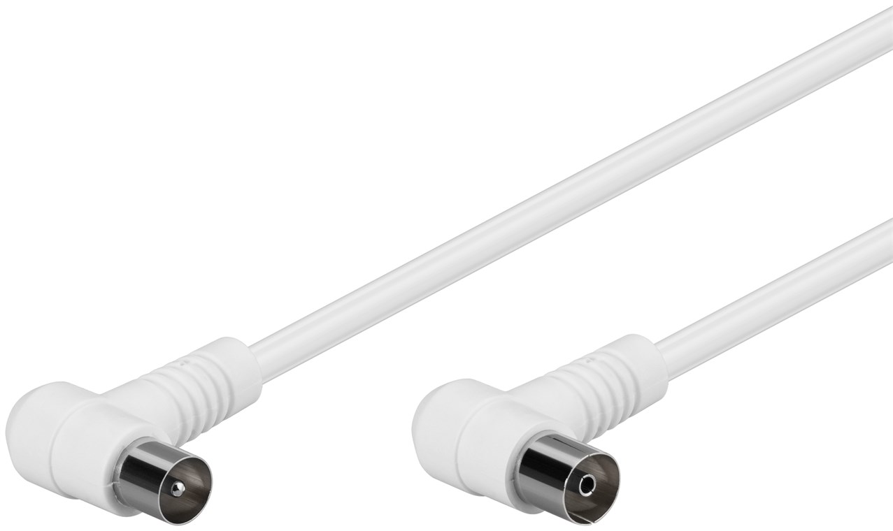 Gewinkeltes Antennenkabel (80 dB), 2x geschirmt - Kabellänge 3.5 m - Koax-Stecker 90° > Koax-Buchse 90° (vollständig geschirmt) Gewinkeltes Antennenkabel (80 dB), 2x geschirmt - Kabellänge 3.5 m - Koax-Stecker 90° > Koax-Buchse 90° (vollständig geschirmt)
