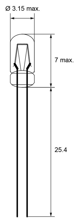 T1 Kleinst-Glühlampe, 0,56 W - Max. Leistungsaufnahme 0.56 W - Cable Strand, 14 V (DC), 40 mA T1 Kleinst-Glühlampe, 0,56 W - Max. Leistungsaufnahme 0.56 W - Cable Strand, 14 V (DC), 40 mA