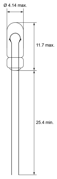 T1¼ Kleinst-Glühlampe, 0,23 W - Max. Leistungsaufnahme 0.23 W - Cable Strand, 6 V (DC), 40 mA T1¼ Kleinst-Glühlampe, 0,23 W - Max. Leistungsaufnahme 0.23 W - Cable Strand, 6 V (DC), 40 mA