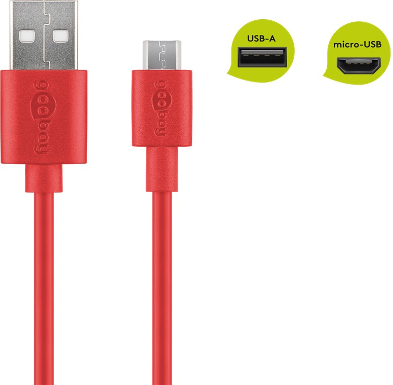 Micro USB Lade- und Synchronisationskabel - Kabellänge 1 m - für Android-Geräte; Rot Micro USB Lade- und Synchronisationskabel - Kabellänge 1 m - für Android-Geräte; Rot