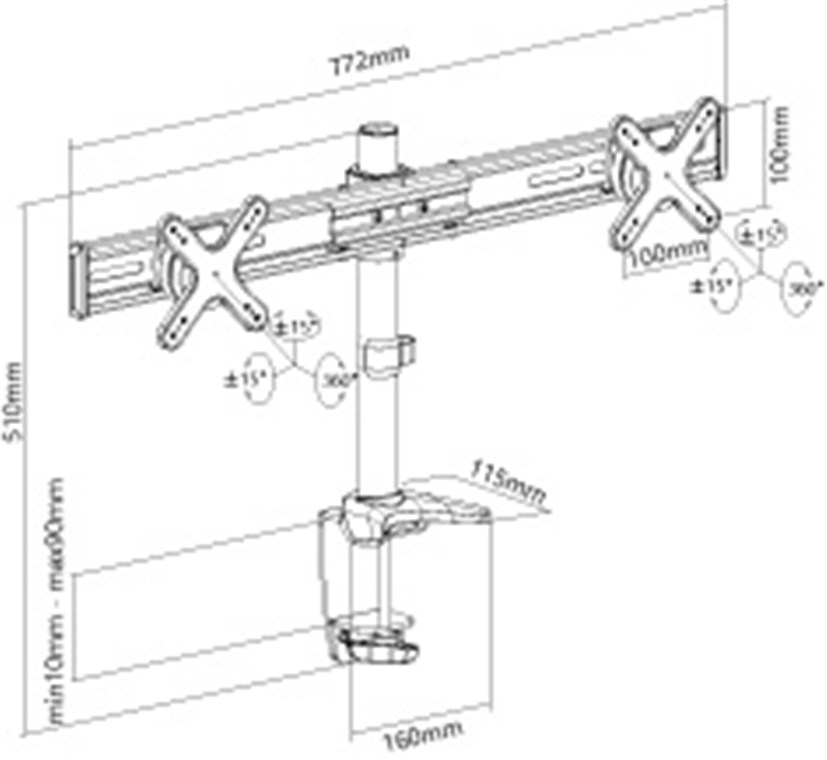 Monitorhalterung TWIN - zur Tischmontage für zwei Bildschirme, höhenverstellbar, (schwenkbar und neigbar) bis 8kg Monitorhalterung TWIN - zur Tischmontage für zwei Bildschirme, höhenverstellbar, (schwenkbar und neigbar) bis 8kg
