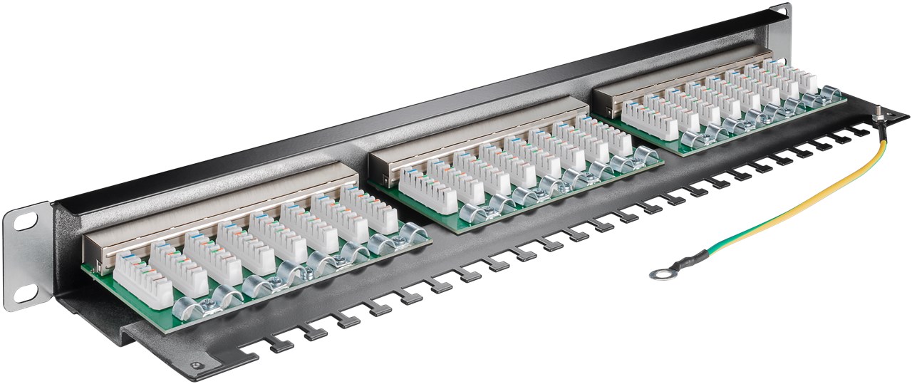 CAT 6 19-Zoll (48,3 cm) Patch Panel, 24 Port, (1 HE) - Farbversion Schwarz - STP geschirmt, Schwarz CAT 6 19-Zoll (48,3 cm) Patch Panel, 24 Port, (1 HE) - Farbversion Schwarz - STP geschirmt, Schwarz