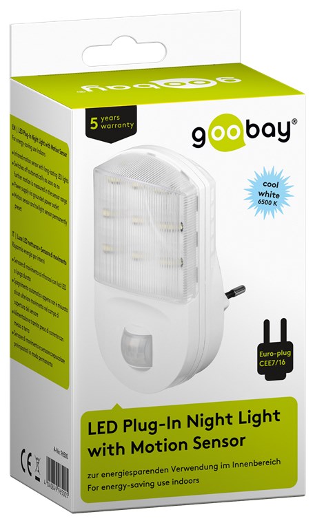 LED-Nachtlicht mit Bewegungsmelder - für Innen (IP20), 85 ° Erfassung, 5 m Reichweite, kaltweiß
