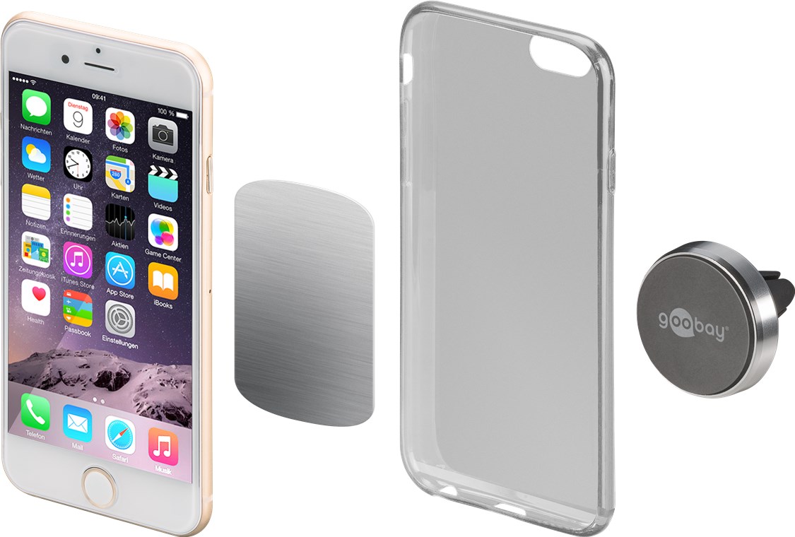 Magnethalterungs-Set Universal im Slim-Design - zur einfachen und sicheren Befestigung mobiler Kleingeräte im Fahrzeug Magnethalterungs-Set Universal im Slim-Design - zur einfachen und sicheren Befestigung mobiler Kleingeräte im Fahrzeug