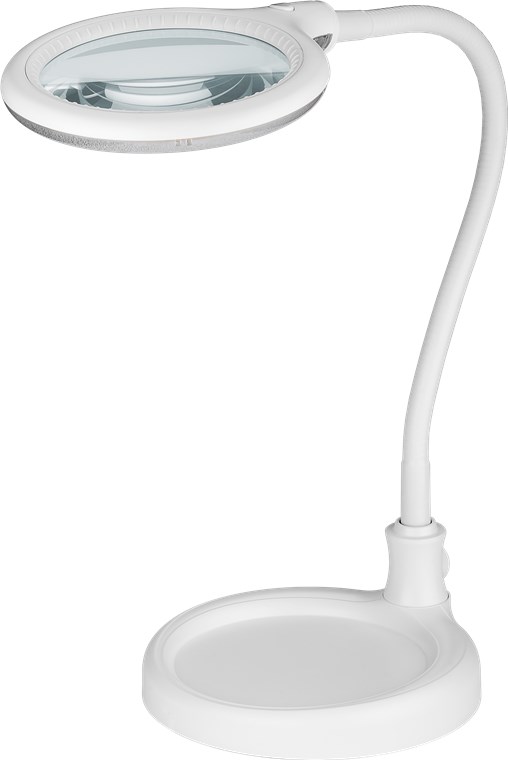 LED-Stand-/Klemm-Lupenleuchte, 6 W - 100 mm Glaslinse, 1,75-fache Vergrößerung, 3 Dioptrien, 570 lm