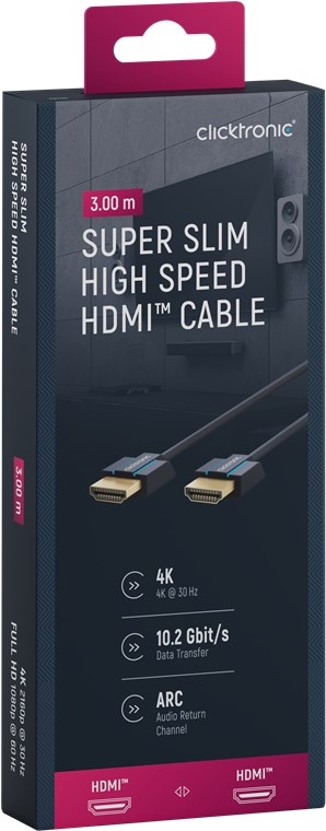 Ultra-Slim High-Speed-HDMI™-Kabel mit Ethernet - Kabellänge 3 m - Premium-Kabel|1x HDMI™-Stecker 1x HDMI™-Stecker|3,0 m|UHD 4K @ 60 Hz Ultra-Slim High-Speed-HDMI™-Kabel mit Ethernet - Kabellänge 3 m - Premium-Kabel|1x HDMI™-Stecker 1x HDMI™-Stecker|3,0 m|UHD 4K @ 60 Hz