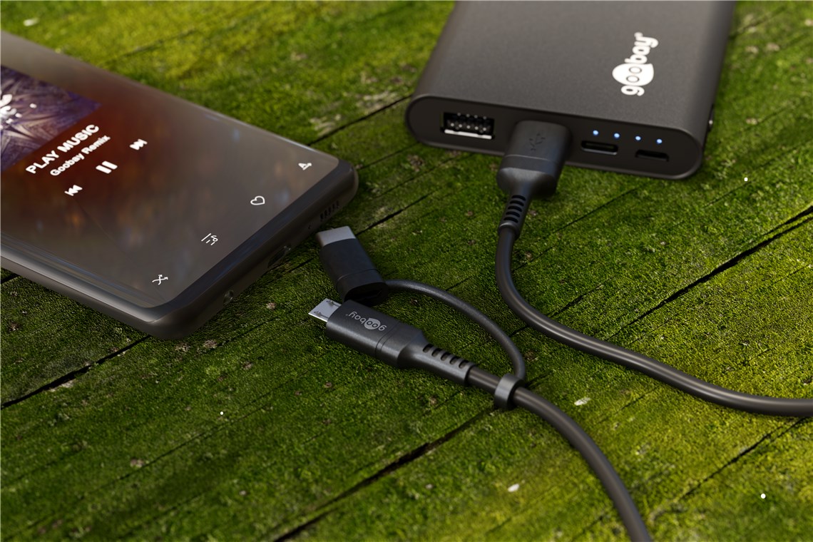 Lade- und Synchronisations Kombikabel (mit USB A auf Micro-USB & USB-C™) - Kabellänge 1 m - mit Micro-B und USB-C™ Stecker Lade- und Synchronisations Kombikabel (mit USB A auf Micro-USB & USB-C™) - Kabellänge 1 m - mit Micro-B und USB-C™ Stecker