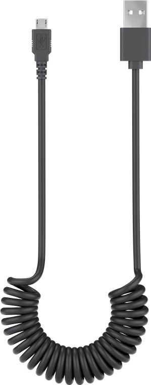 Micro USB Lade- und Synchronisationskabel, Spiralkabel - für Android-Geräte; Schwarz