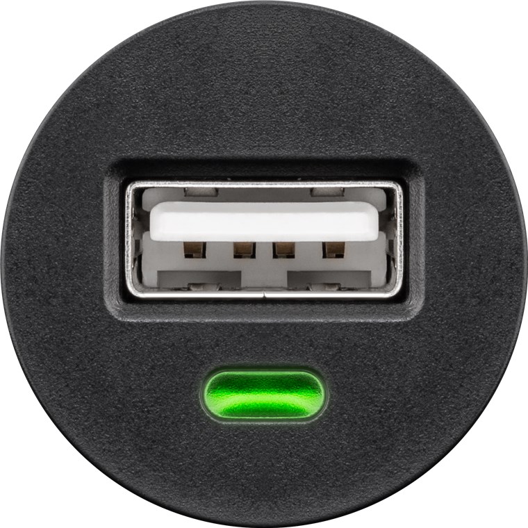 Auto-Ladegerät (1x USB) - Farbversion Schwarz - 5 W bei max. 1,0 A (12/24 V), 1x USB