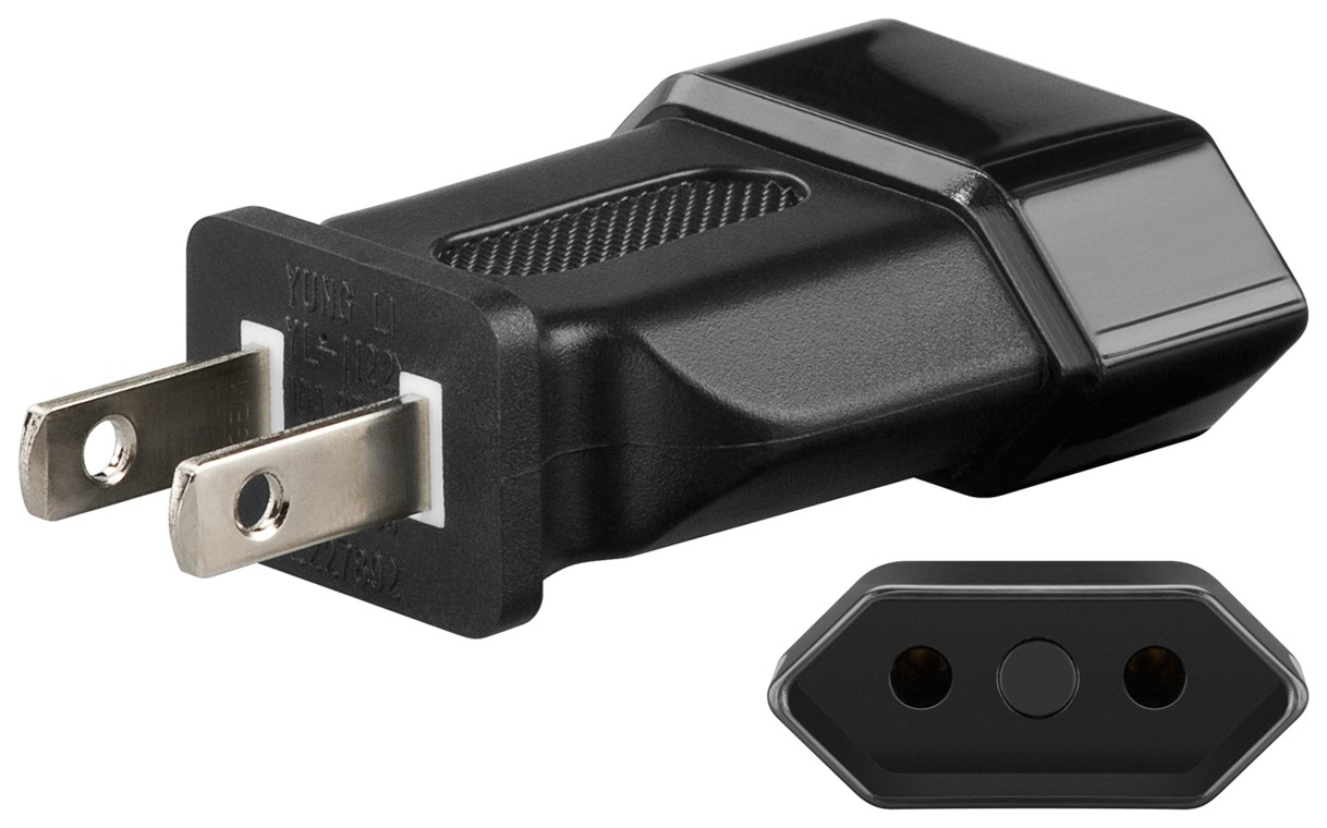 Netzadapter Euro auf US, Schwarz Netzadapter Euro auf US, Schwarz - Eurostecker (Typ C, CEE 7/16) > US/Japan-Stecker (Typ A, NEMA 1-15, 2-polig)