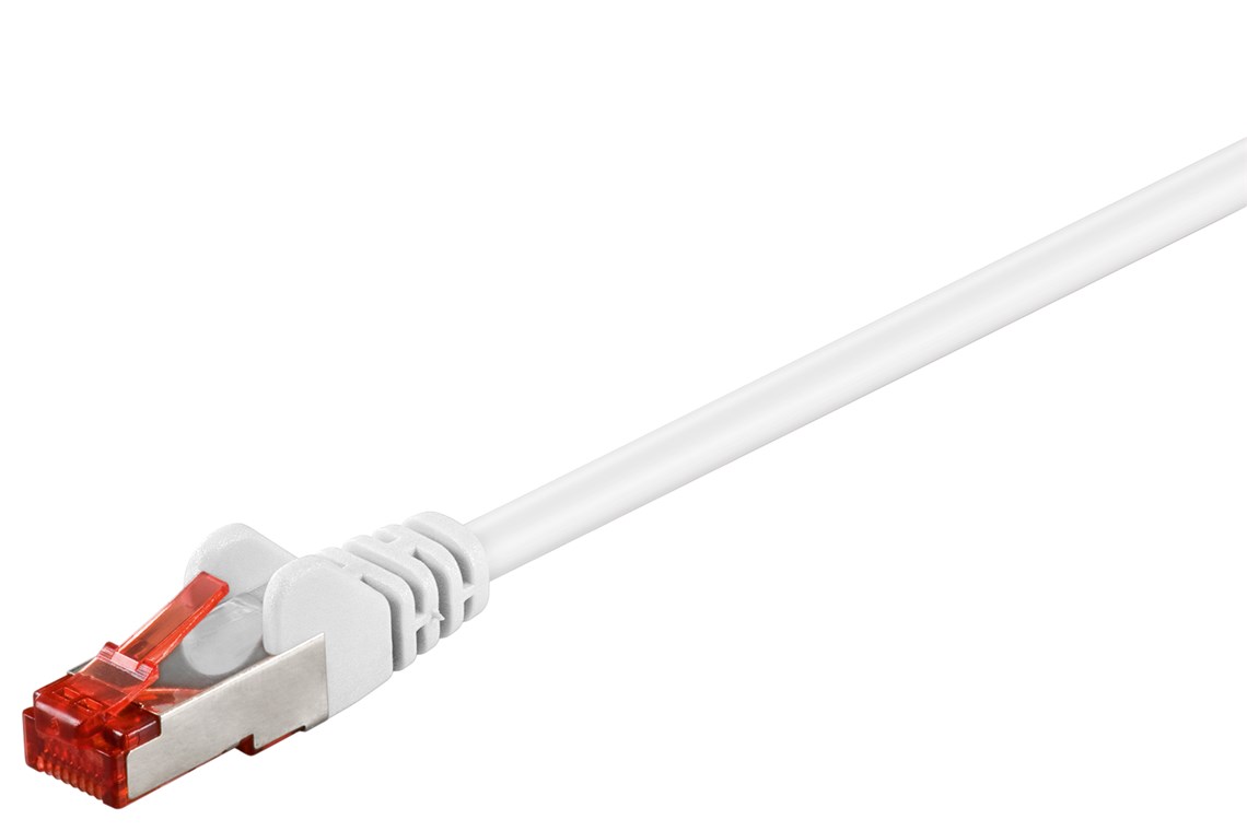 CAT 6 Patchkabel, S/FTP (PiMF), weiß, 1 m CAT 6 Patchkabel, S/FTP (PiMF), weiß, 2 m - Kabellänge 2 m - Kupferleiter (CU), halogenfreier Kabelmantel (LSZH)