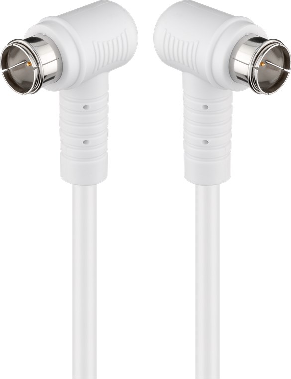 Gewinkeltes SAT Antennenkabel (80 dB), 2x geschirmt Gewinkeltes SAT Antennenkabel (80 dB), 2x geschirmt - Kabellänge 1.5 m - F-Stecker (Quick) 90° > F-Stecker (Quick) 90° (vollständig geschirmt)