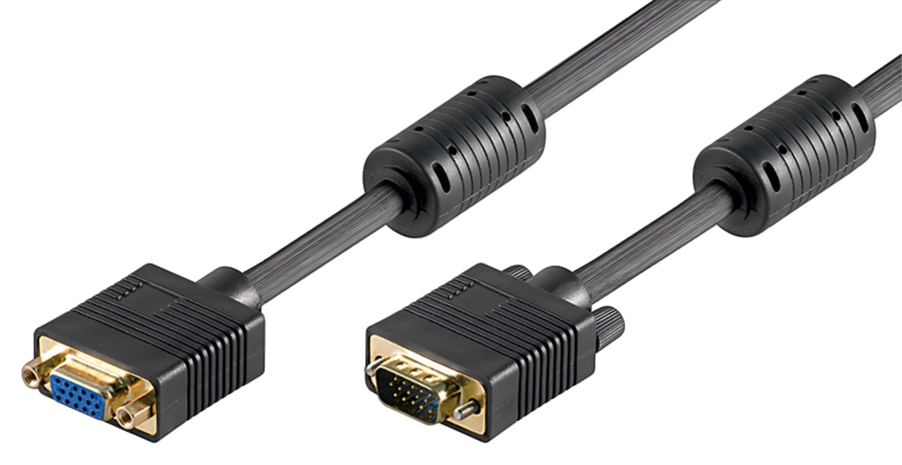 Full HD SVGA Monitorverlängerung, vergoldet - Kabellänge 2 m - VGA-Stecker (15-polig) > VGA-Buchse (15-polig)