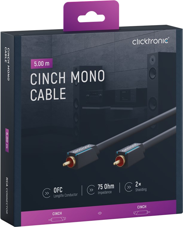 Cinch-Kabel, mono - Kabellänge 5 m - Premium-Kabel|1x Cinch-Stecker 1x Cinch-Stecker|5,0 m|OFC-Innenleiter Cinch-Kabel, mono - Kabellänge 5 m - Premium-Kabel|1x Cinch-Stecker 1x Cinch-Stecker|5,0 m|OFC-Innenleiter