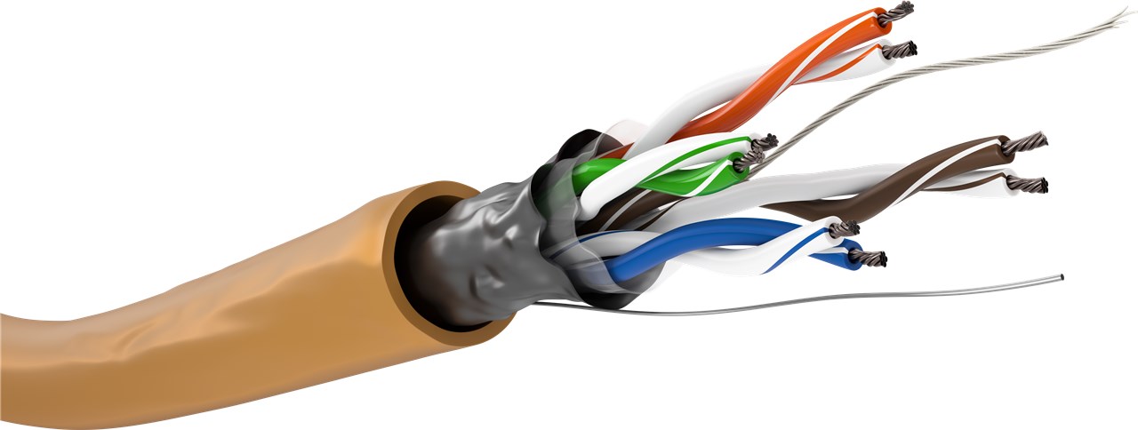 CAT 5e Netzwerkkabel, F/UTP, 100 m CAT 5e Netzwerkkabel, F/UTP, 100 m - Farbversion Orange - Kupferkaschierter Aluminiumleiter (CCA), AWG 26/7 (stranded), PVC-Kabelmantel
