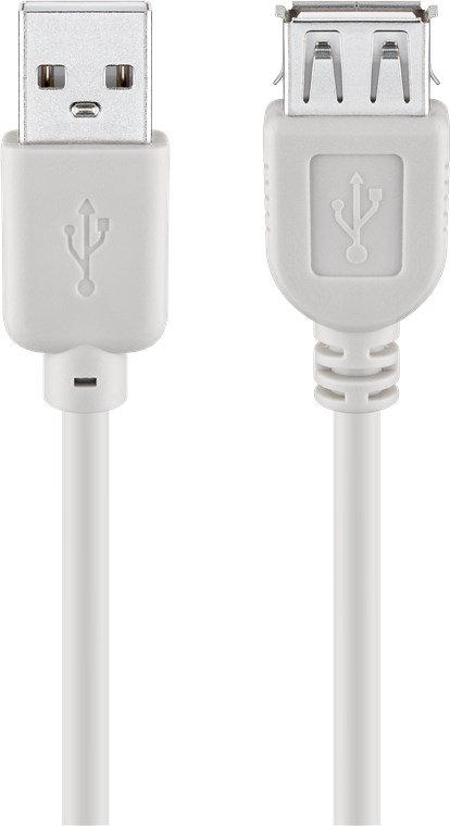 USB 2.0 Hi-Speed Verlängerungskabel, Grau USB 2.0 Hi-Speed Verlängerungskabel, Grau - Kabellänge 0.3 m - USB 2.0-Stecker (Typ A) > USB 2.0-Buchse (Typ A)