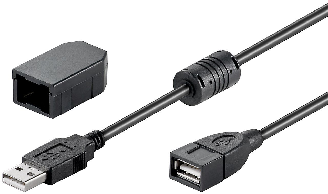 USB 2.0 Hi-Speed Verlängerungskabel mit Sicherungsclip, Schwarz - Kabellänge 2 m - USB 2.0-Stecker (Typ A) > USB 2.0-Buchse (Typ A)