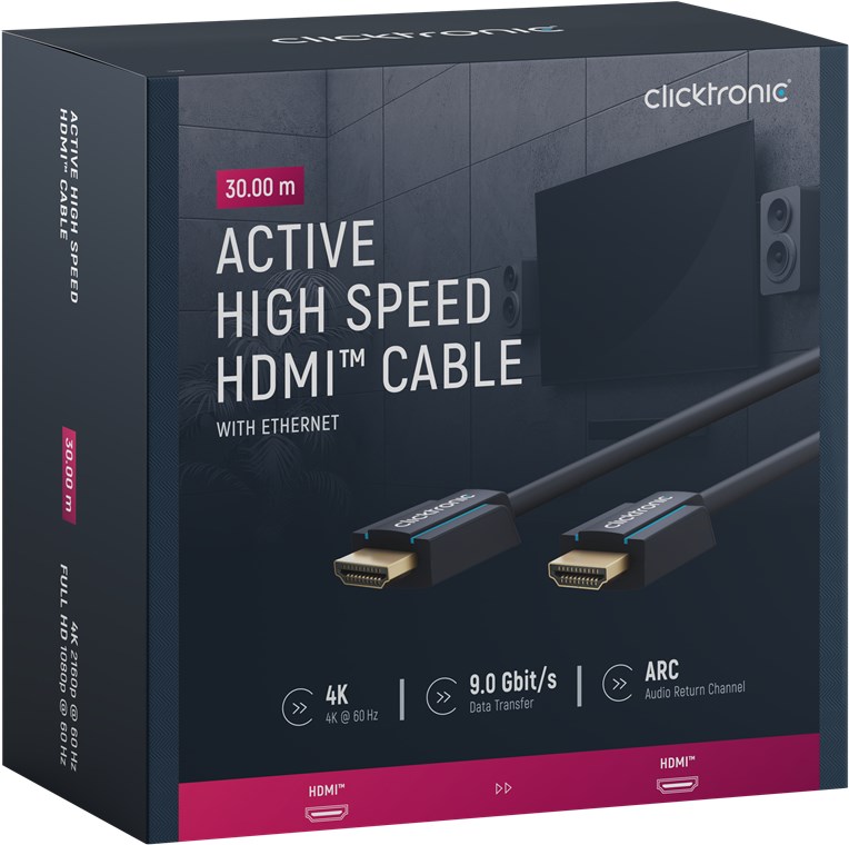 Aktives High-Speed-HDMI™-Kabel mit Ethernet - Kabellänge 30 m - Premium-Kabel|1x HDMI™-Stecker >> 1x HDMI™-Stecker|30,0 m|UHD 4K @ 60 Hz Aktives High-Speed-HDMI™-Kabel mit Ethernet - Kabellänge 30 m - Premium-Kabel|1x HDMI™-Stecker >> 1x HDMI™-Stecker|30,0 m|UHD 4K @ 60 Hz