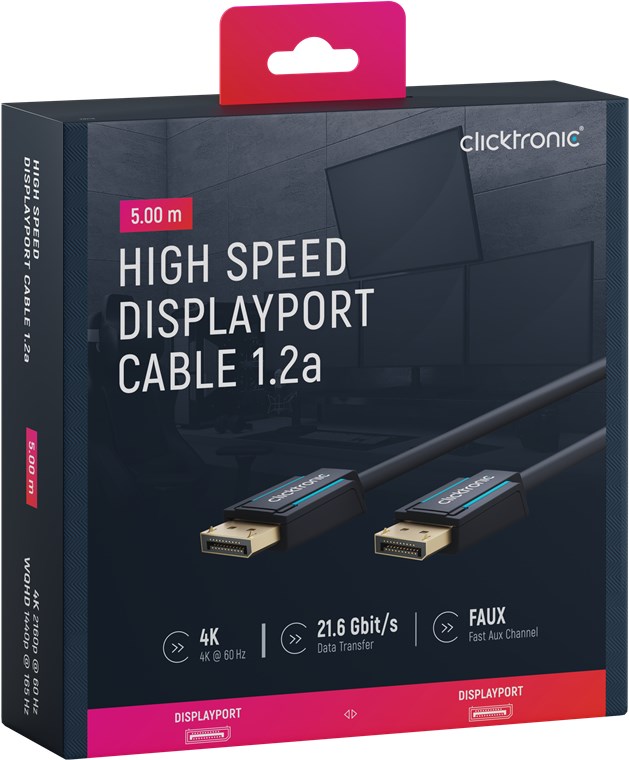 DisplayPort-Kabel - Kabellänge 5 m - Premium-Kabel|1x DisplayPort-Stecker 1x DisplayPort-Stecker|5,0 m|UHD 4K @ 60 Hz