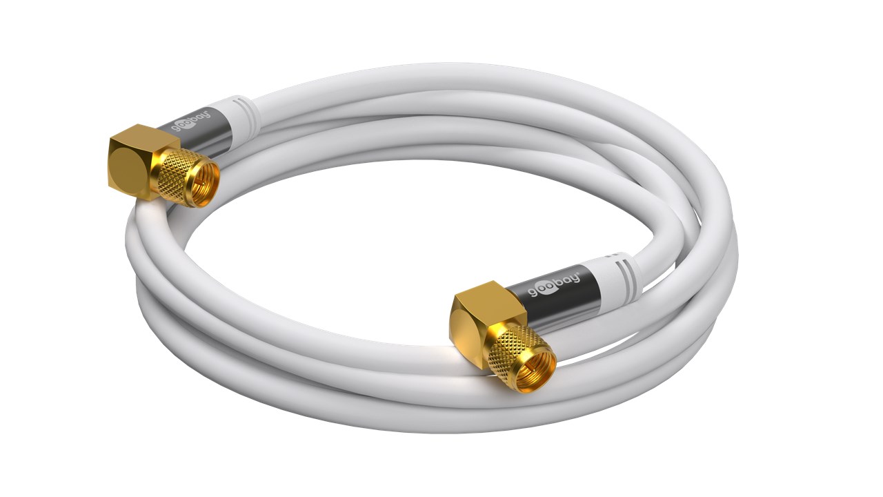 SAT Antennenkabel (135 dB typ), 4x geschirmt - Kabellänge 3 m - vergoldet, F-Stecker 90° > F-Stecker 90° SAT Antennenkabel (135 dB typ), 4x geschirmt - Kabellänge 3 m - vergoldet, F-Stecker 90° > F-Stecker 90°