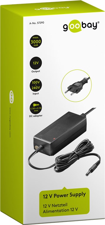 12 V Netzteil - mit 5,5 mm x 2,1 mm Stecker - 36 W und 3 A 12 V Netzteil - mit 5,5 mm x 2,1 mm Stecker - 36 W und 3 A