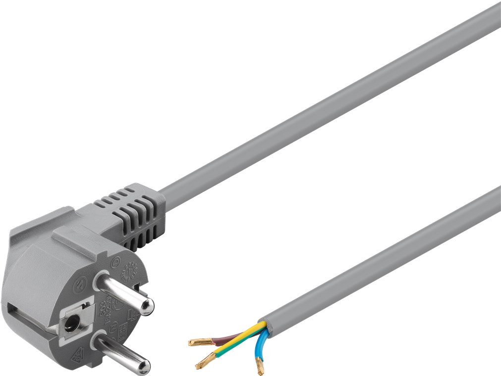 Schutzkontaktkabel abgewinkelt zum Konfektionieren, 1,5 m, Grau - Kabellänge 1.5 m - Schutzkontaktstecker (Typ F, CEE 7/7) > lose Kabelenden Schutzkontaktkabel abgewinkelt zum Konfektionieren, 1,5 m, Grau - Kabellänge 1.5 m - Schutzkontaktstecker (Typ F, CEE 7/7) > lose Kabelenden