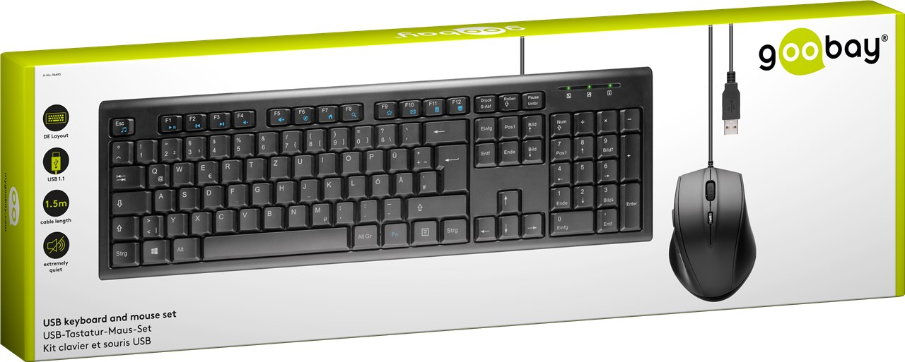 USB Tastatur-Maus-Set - kabelgebundenes Desktop Set; USB 1.1