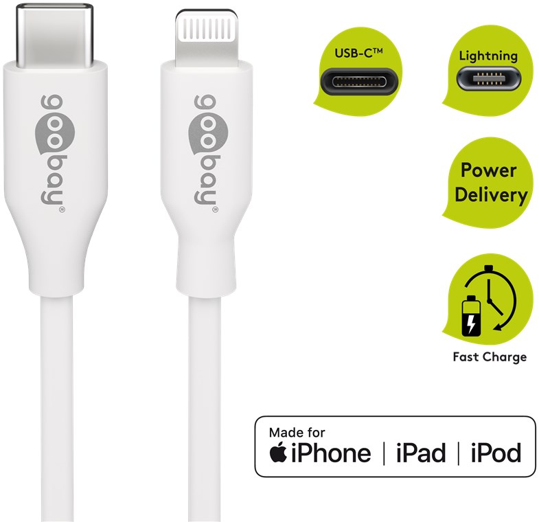 Lightning - USB-C™ Lade- und Synchronisationskabel - Kabellänge 0.5 m - MFi-Kabel für Apple iPhone/iPad weiß Lightning - USB-C™ Lade- und Synchronisationskabel - Kabellänge 0.5 m - MFi-Kabel für Apple iPhone/iPad weiß