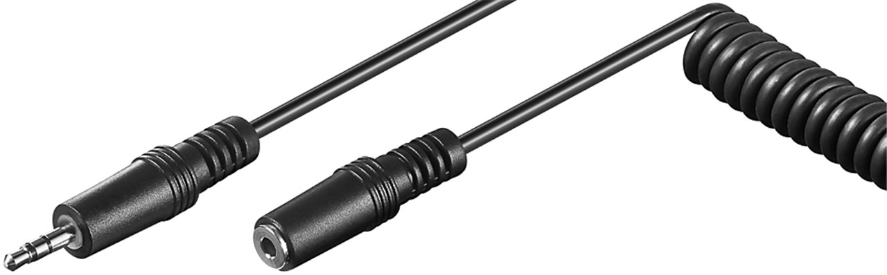 Kopfhörerverlängerung 3,5 mm, Spiralkabel Kopfhörerverlängerung 3,5 mm, Spiralkabel - Klinke 3,5 mm Stecker (3-Pin, stereo) > Klinke 3,5 mm Buchse (3-Pin, stereo)