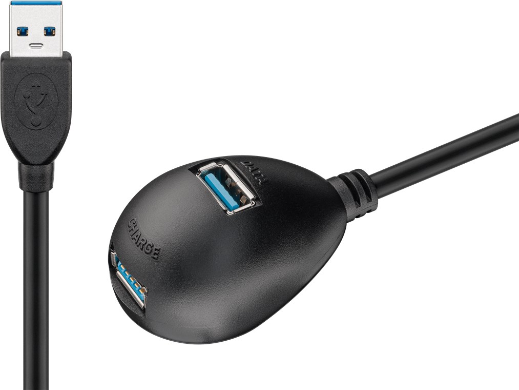 USB 3.0 Hi-Speed Verlängerungskabel mit Standfuss, Schwarz USB 3.0 Hi-Speed Verlängerungskabel mit Standfuss, Schwarz - Kabellänge 1.5 m - USB 3.0-Stecker (Typ A) > 2x USB 3.0-Buchse (Typ A)