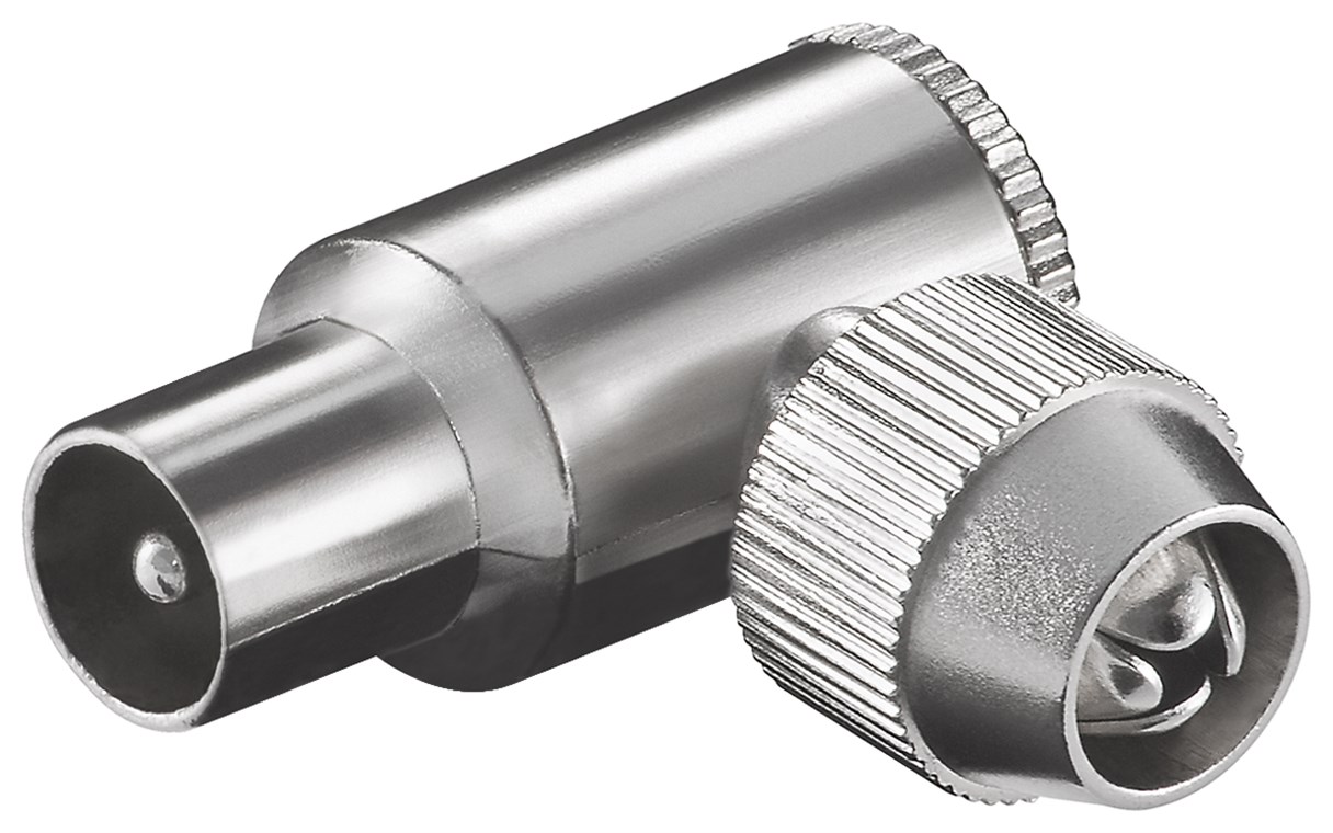 Koax-Winkelstecker mit Schraubbefestigung - Metall