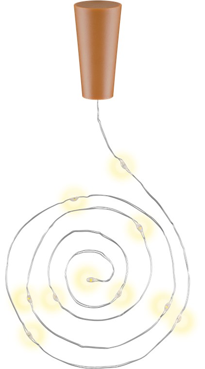 10er LED-Flaschen-Lichterkette, inkl. Timer 10 x 10er LED-Flaschen-Lichterkette - Stimmungsvolle Leuchtdekoration für Glasflaschen