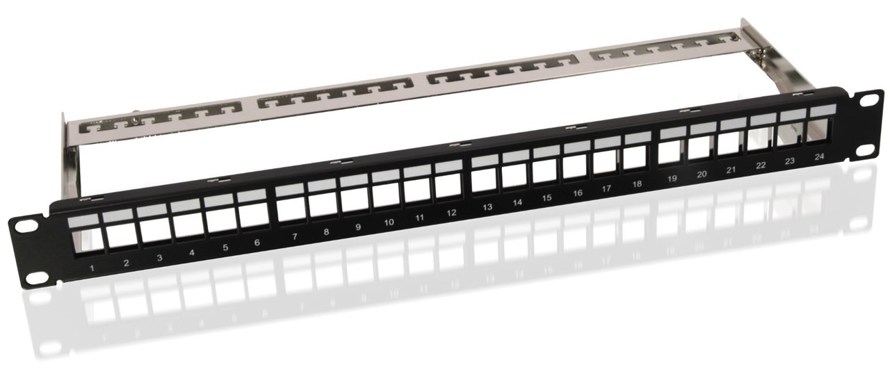 19-Zoll (48,3 cm) Keystone Patch Panel Leergehäuse (1 HE) 19-Zoll (48,3 cm) Keystone Patch Panel Leergehäuse (1 HE) - für 24x Keystone-Module