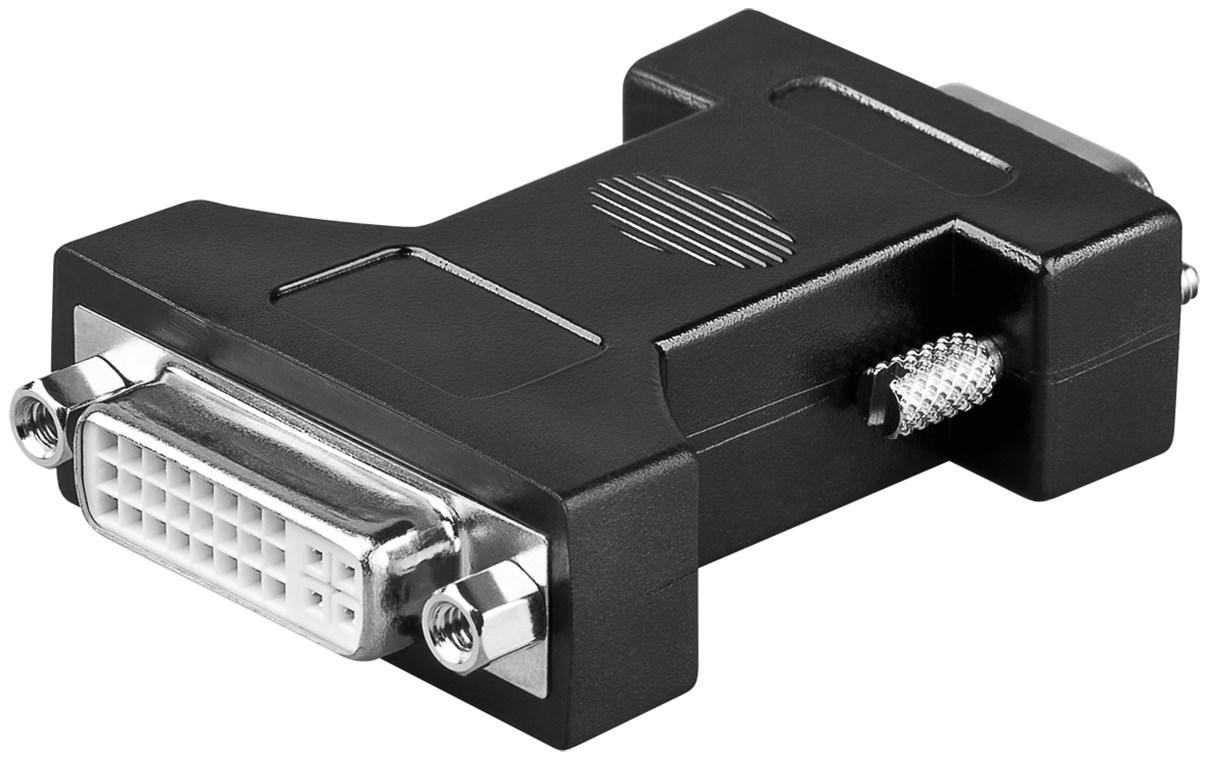 Analoger DVI/VGA Adapter, vernickelt - Anschluss, Typ DVI-I-Buchse Dual-Link (24+5 pin) - DVI-I-Buchse Dual-Link (24+5 pin) > VGA-Stecker (15-polig)