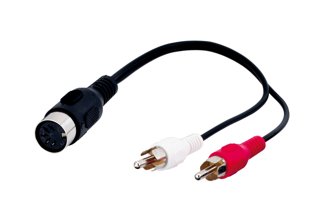 Audio Kabeladapter, DIN-Buchse zu stereo Cinch-Stecker - Kabellänge 0.2 m - DIN-Buchse 180° (5-Pin) > 2x Cinch-Stecker (Audio links/rechts) Audio Kabeladapter, DIN-Buchse zu stereo Cinch-Stecker - Kabellänge 0.2 m - DIN-Buchse 180° (5-Pin) > 2x Cinch-Stecker (Audio links/rechts)