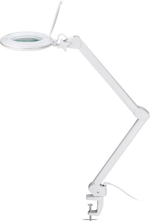 LED Klemm-Lupenleuchte, 1~9W LED Klemm-Lupenleuchte, 1~9W - 127 mm Glaslinse, 1,75-fache Vergrößerung, 3 Dioptrien, 860 lm, 6 Stufen dimmbar