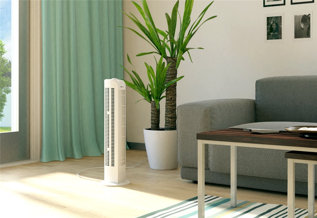 Turmventilator - oszillierender, leiser Säulenventilator mit Stromkabel
