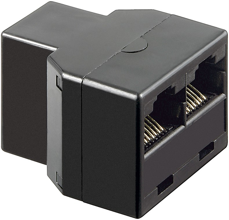 ISDN T-Adapter ISDN T-Adapter - Farbversion Schwarz - RJ45-Buchse (8P8C) > 2x RJ45-Buchse (8P8C)