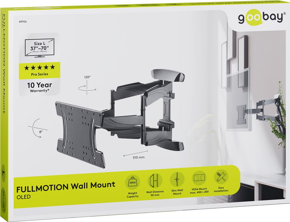 TV-Wandhalterung OLED FULLMOTION (L) - speziell für OLED-Fernseher von 37" bis 70" (94-178 cm) , vollbeweglich (schwenkbar und neigbar) bis 30kg