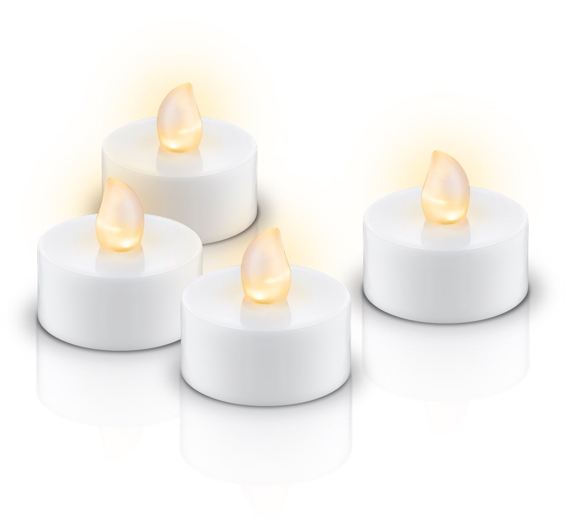 4er-Set LED-Teelichter mit Timer - wunderschöne und sichere Lichtlösung für viele Bereiche wie Haus und Loggia, Büros oder Schulen