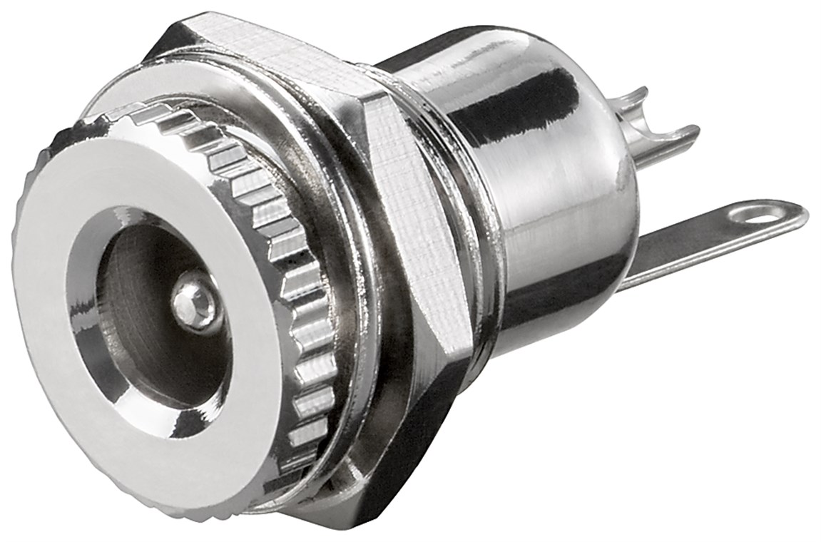 DC-Einbaubuchse DC-Einbaubuchse - Stift 2,1 mm; Metallausführung mit Lötfahnen