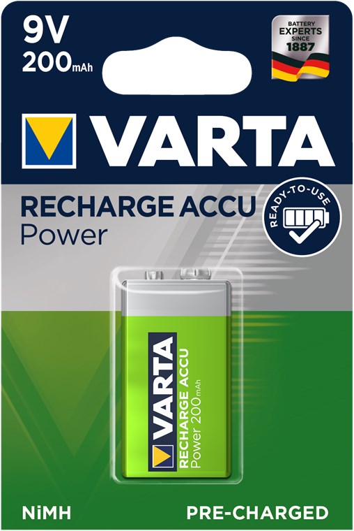 9V Block/6HR61 (56722) - 200 mAh - LSD-NiMH Akku (Ready-to-Use), 9 V