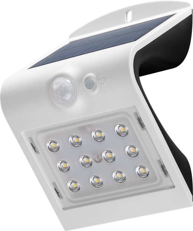 LED Solar-Wandleuchte mit Bewegungsmelder, 1,5 W, weiß - Farbversion - ideale, neutralweiße Lichtlösung für Hauseingänge, Carports und Treppen