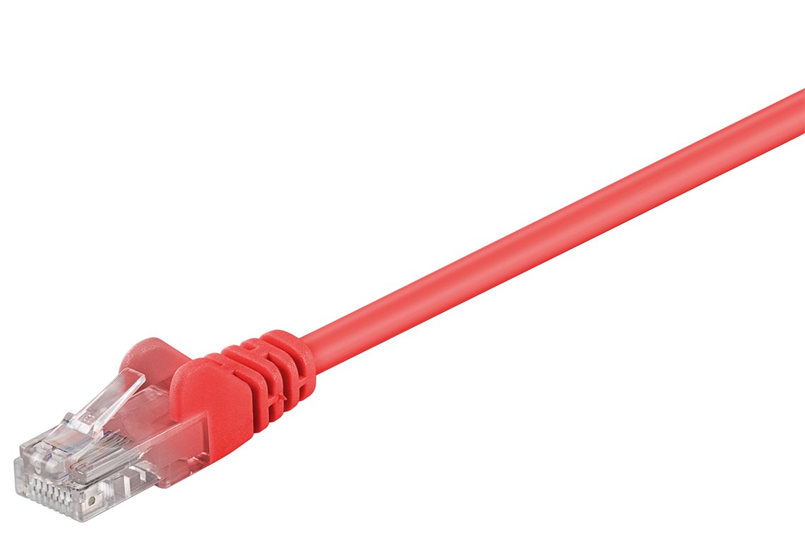 CAT 5e Patchkabel, U/UTP, Rot, 0,25 m - Kabellänge 0.25 m - Kupferkaschierter Aluminiumleiter (CCA)