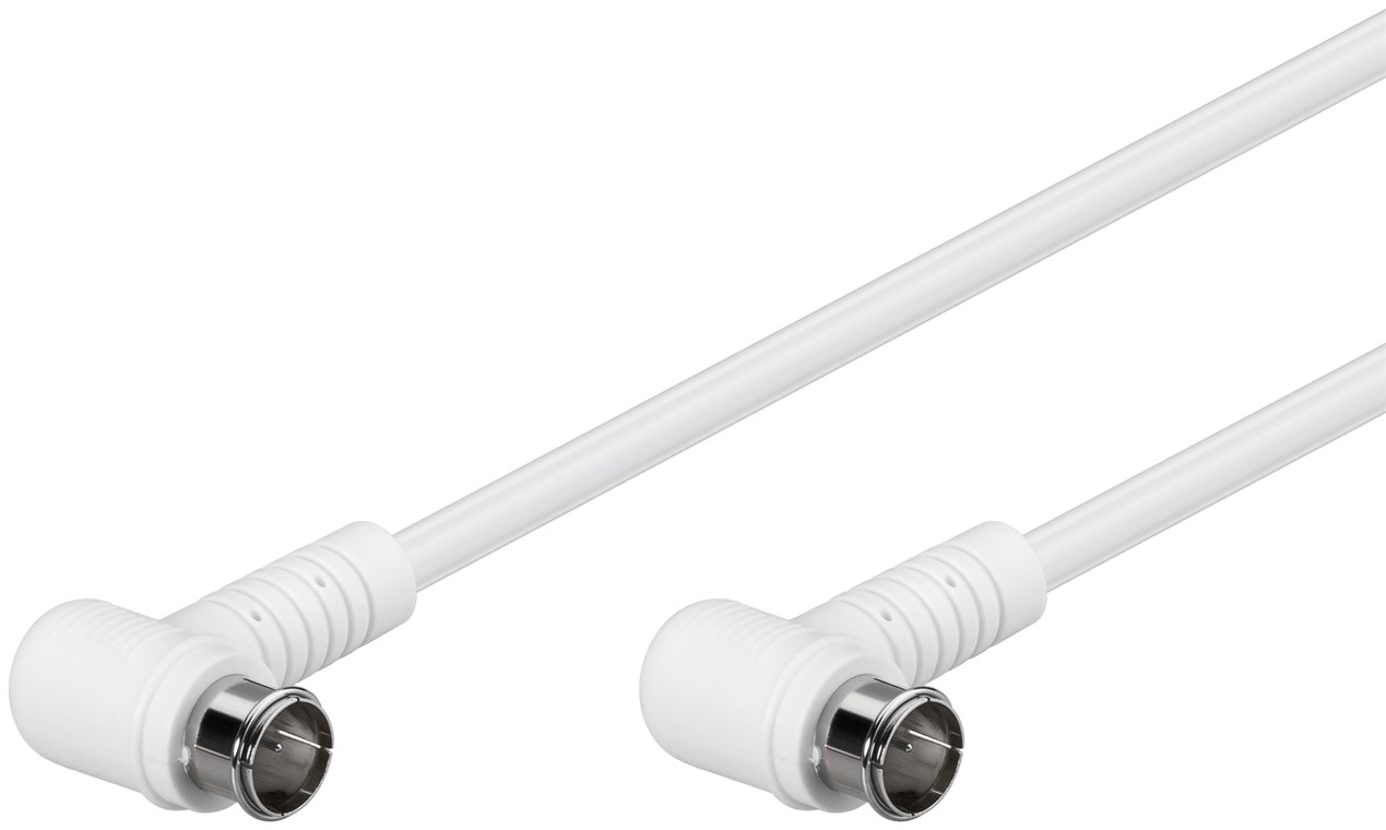 Gewinkeltes SAT Antennenkabel (80 dB), 2x geschirmt - Kabellänge 5 m - F-Stecker (Quick) 90° > F-Stecker (Quick) 90° (vollständig geschirmt)
