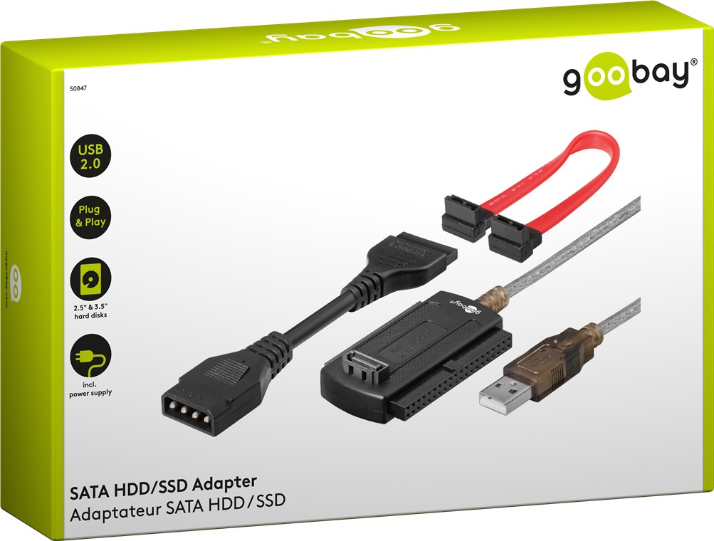 SATA HDD/SSD Adapter - zum Anschluss an den PC über Hi-Speed USB 2.0 SATA HDD/SSD Adapter - zum Anschluss an den PC über Hi-Speed USB 2.0