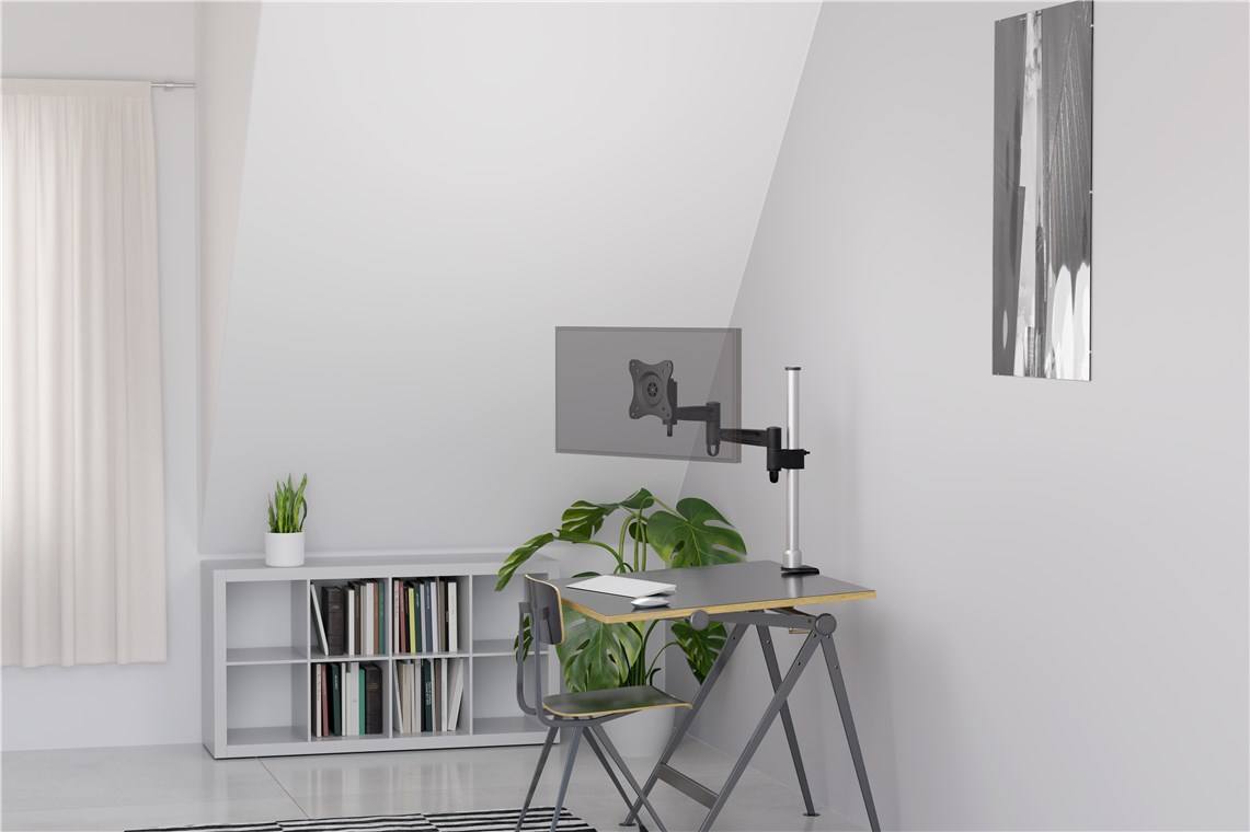 Monitorhalterung FLEX - zur Tischmontage mit auziehbarem Arm für einen Bildschirm, höhenverstellbar, (schwenkbar und neigbar) bis 15kg Monitorhalterung FLEX - zur Tischmontage mit auziehbarem Arm für einen Bildschirm, höhenverstellbar, (schwenkbar und neigbar) bis 15kg