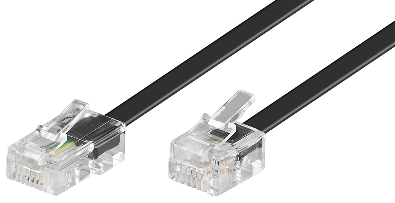 Telefonkabel (Modularkabel/Westernkabel) - Kabellänge 10 m - Kupferkaschierter Aluminiumleiter (CCA), RJ45-Stecker (8P4C) > RJ11-Stecker (6P4C)